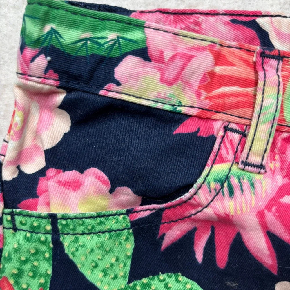 The Childrens Place Girls Size‎ 14 Cactus Floral Shorts Navy Pink Cotton #617